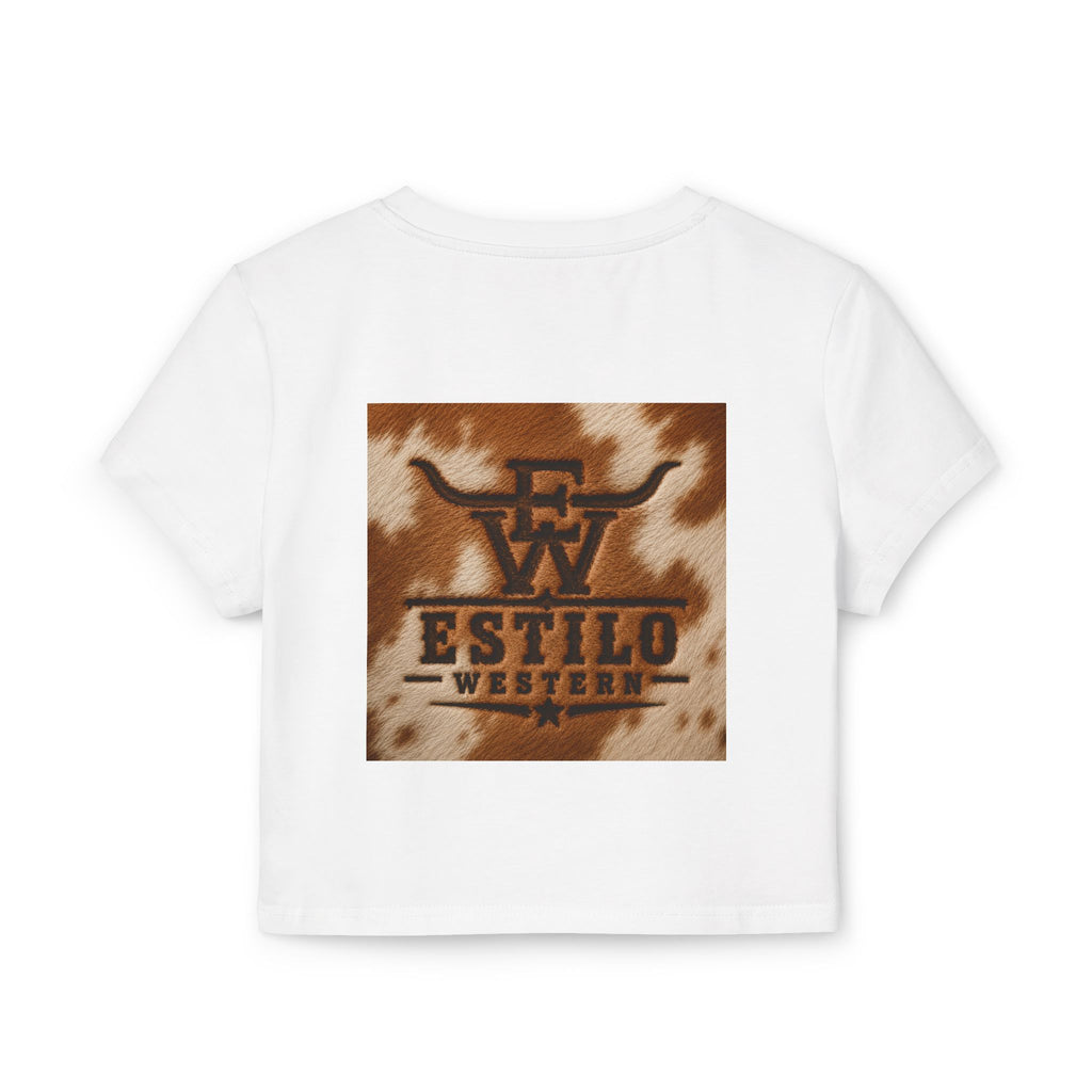 Western Estilo Women's Baby Tee — Cowhide Logo Crop Top