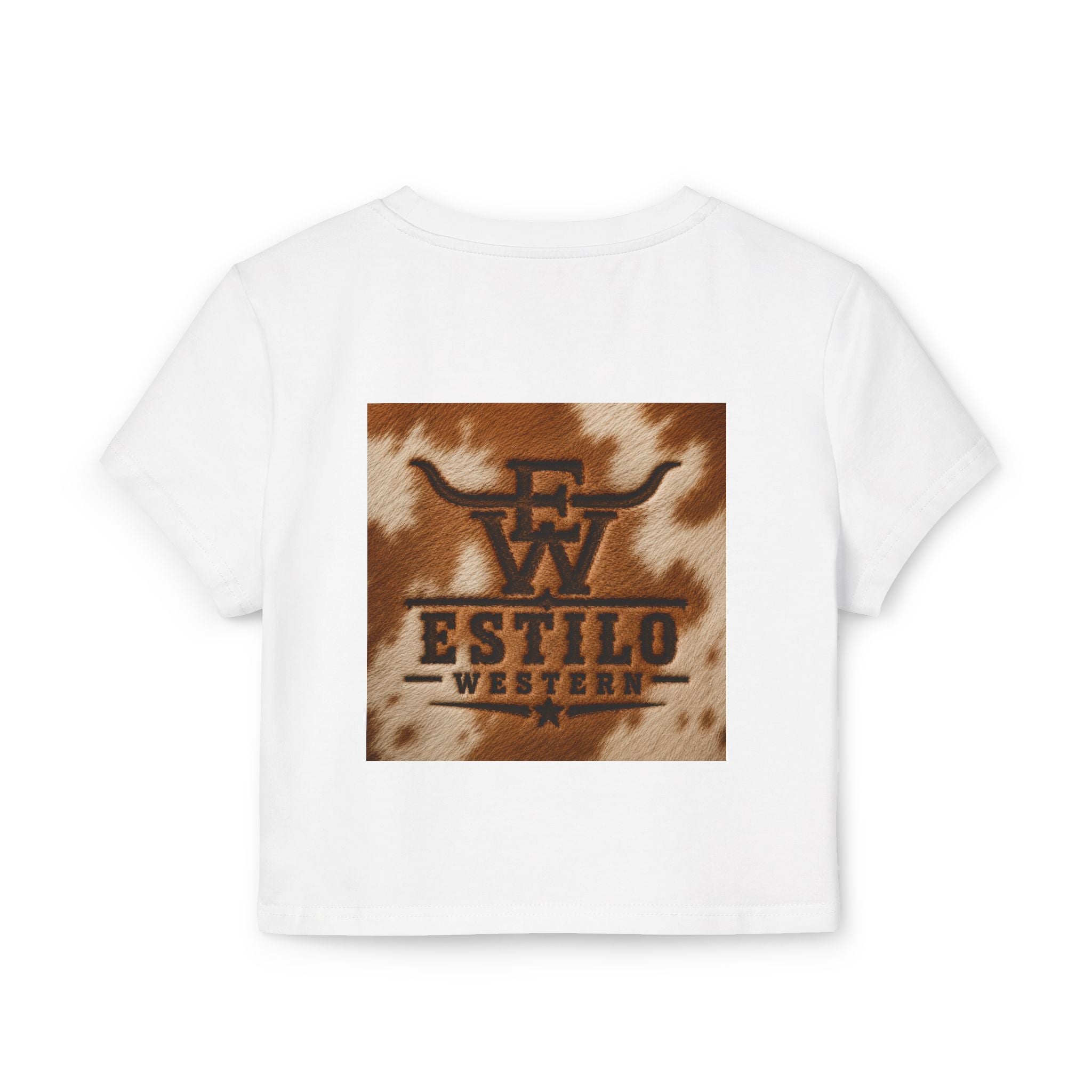 Western Estilo Women's Baby Tee — Cowhide Logo Crop Top