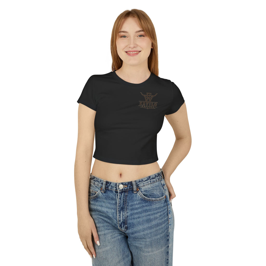 Western Estilo Women's Baby Tee — Cowhide Logo Crop Top