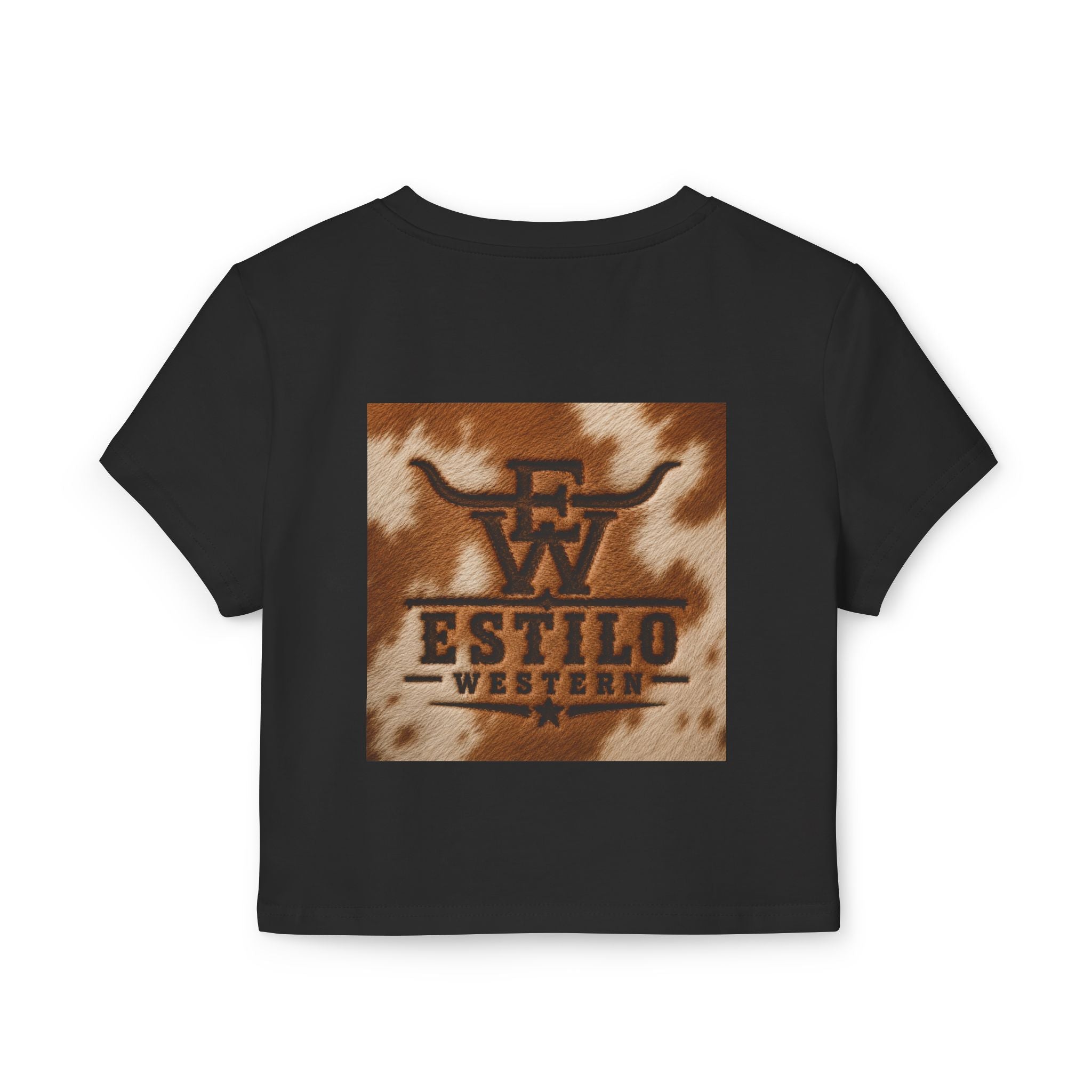 Western Estilo Women's Baby Tee — Cowhide Logo Crop Top
