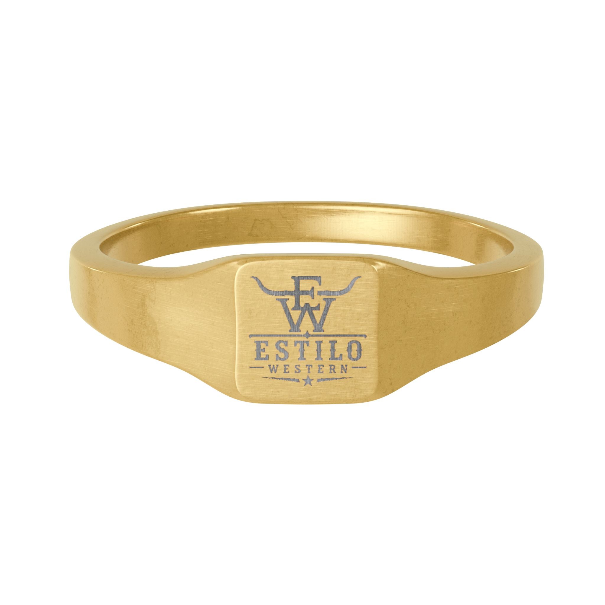 Engravable Square Signet Ring — Stainless Steel Personalized Band