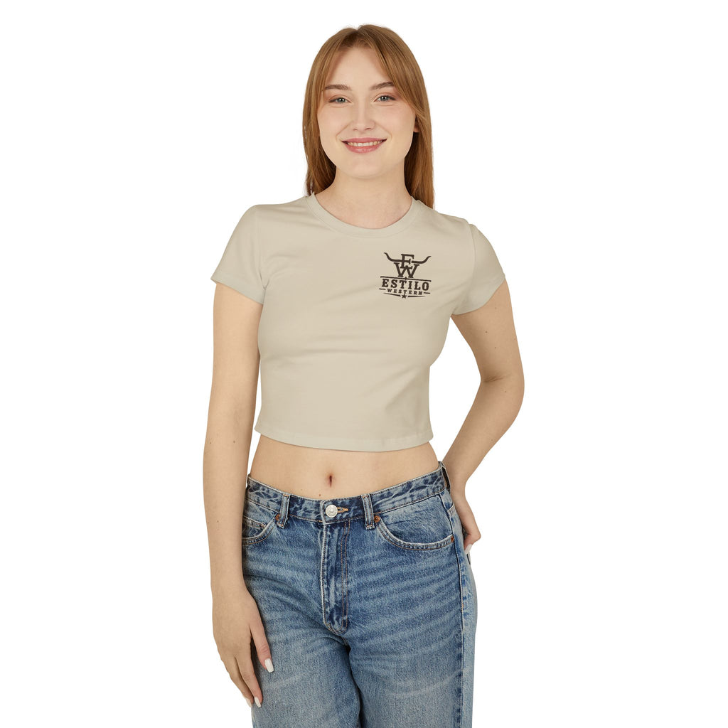 Western Estilo Women's Baby Tee — Cowhide Logo Crop Top
