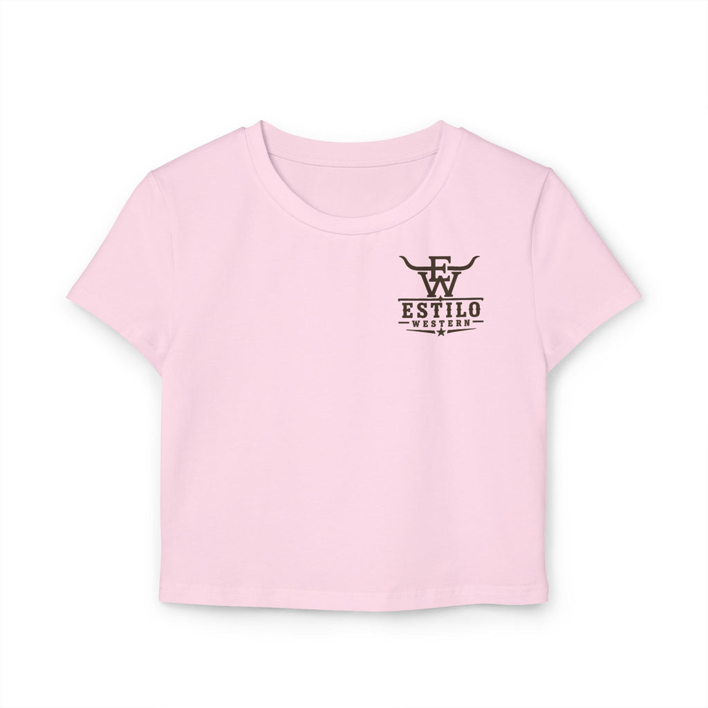 Western Estilo Women's Baby Tee — Cowhide Logo Crop Top