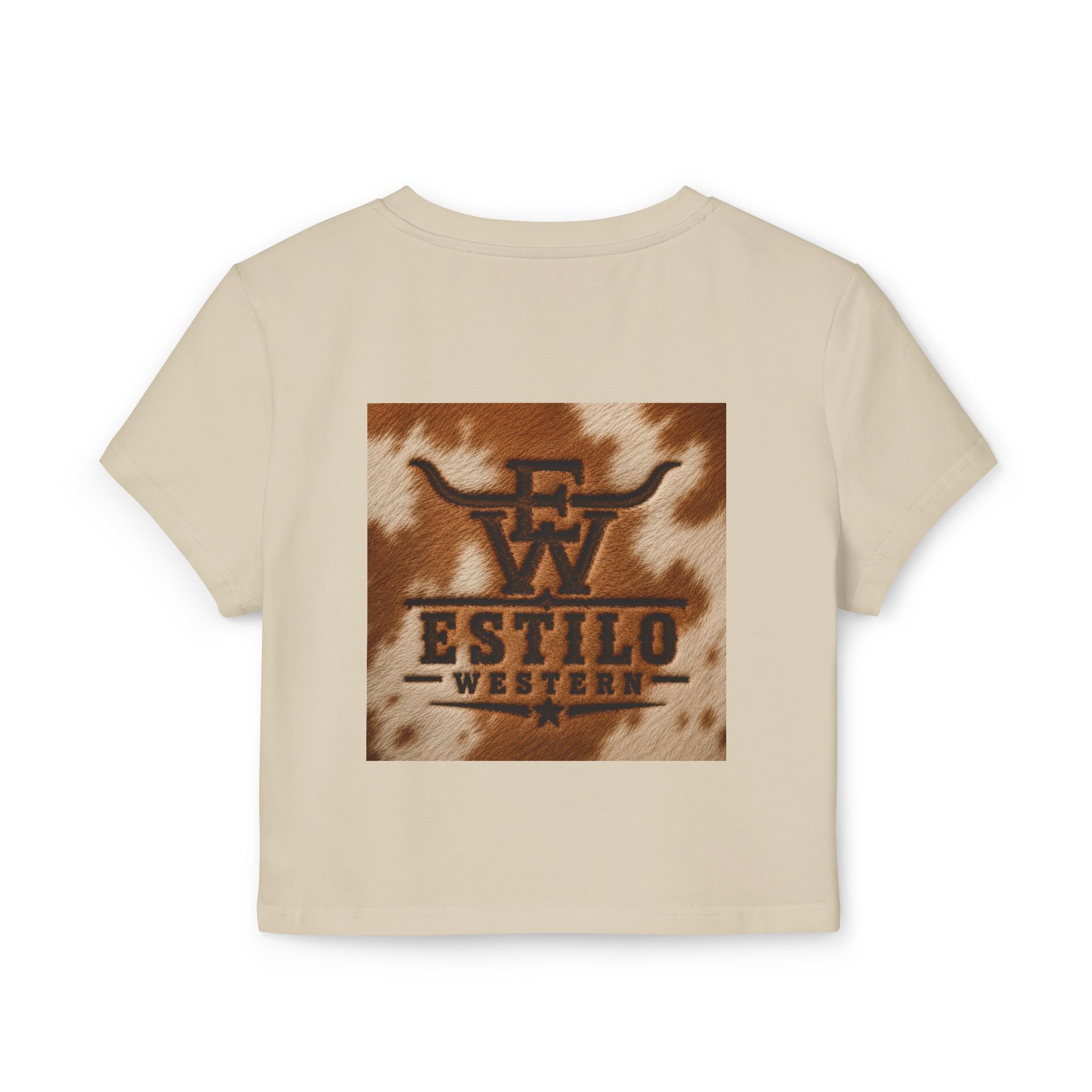 Western Estilo Women's Baby Tee — Cowhide Logo Crop Top