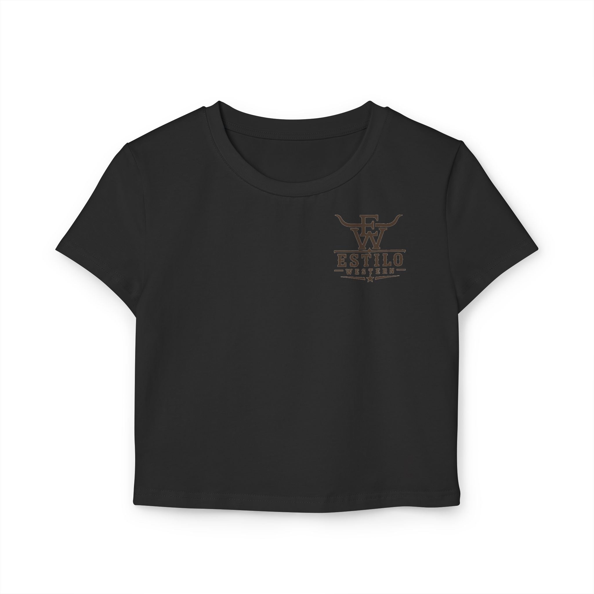 Western Estilo Women's Baby Tee — Cowhide Logo Crop Top