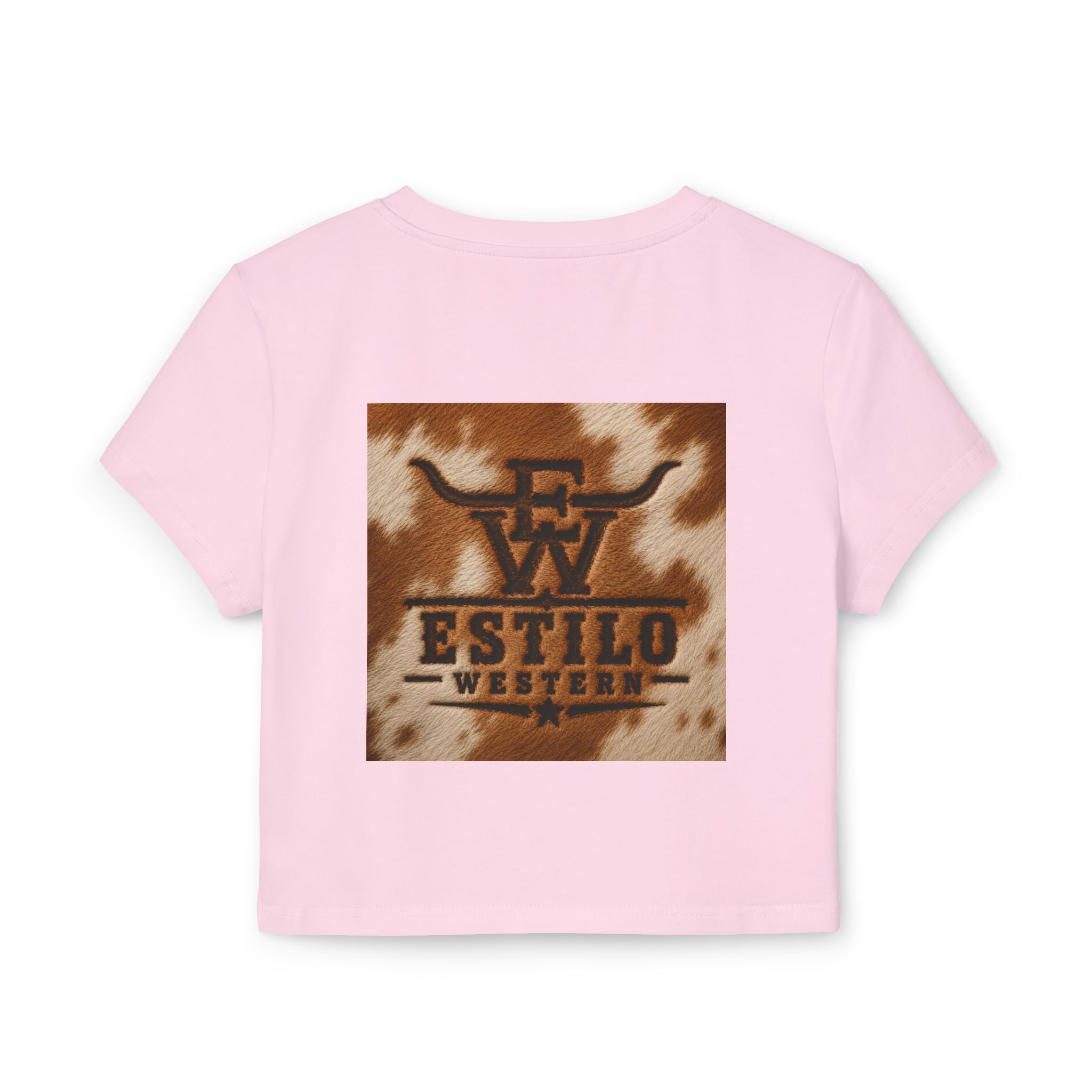 Western Estilo Women's Baby Tee — Cowhide Logo Crop Top