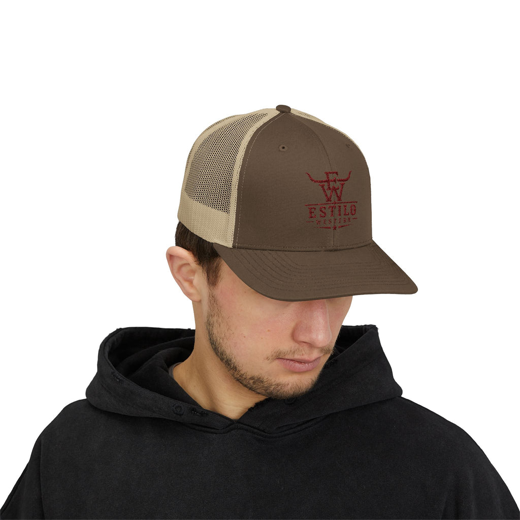 Western Estilo Embroidered Trucker Cap – Cowboy Snapback Mesh Hat