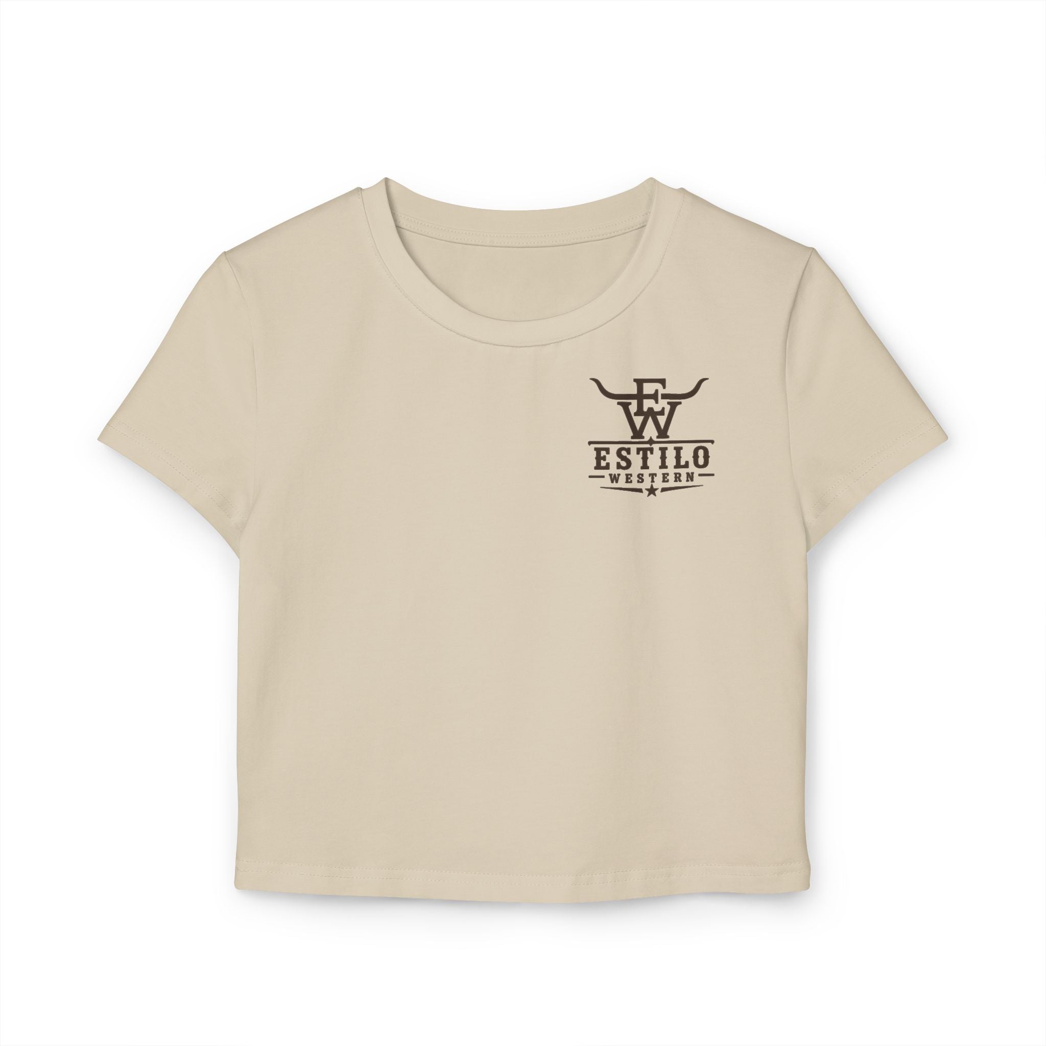 Western Estilo Women's Baby Tee — Cowhide Logo Crop Top