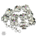 Western square cross concho linked belt with oval rhinestone