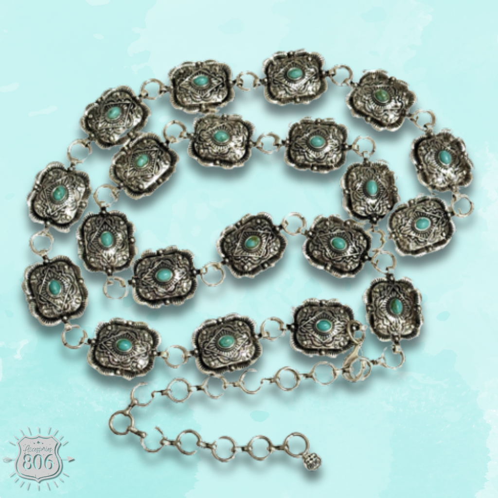 Scalloped western concho link belt