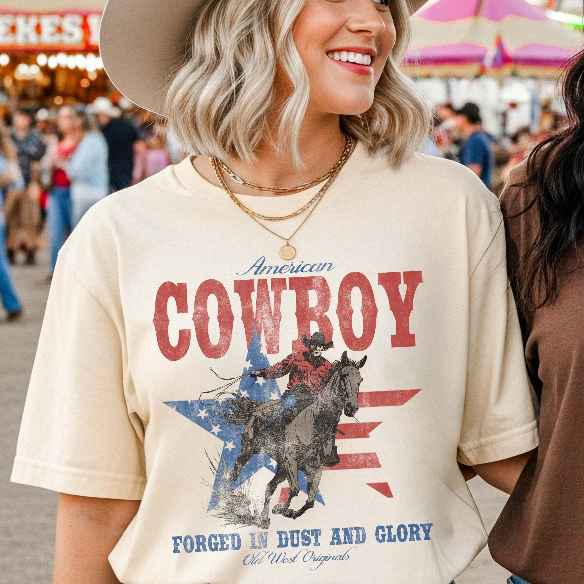 American Cowboy Graphic Tee – Vintage Western Rodeo Shirt