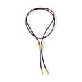 Longhorn Bolo Tie | 14k Gold Plated Western Bolo Tie with Dark Brown Cord